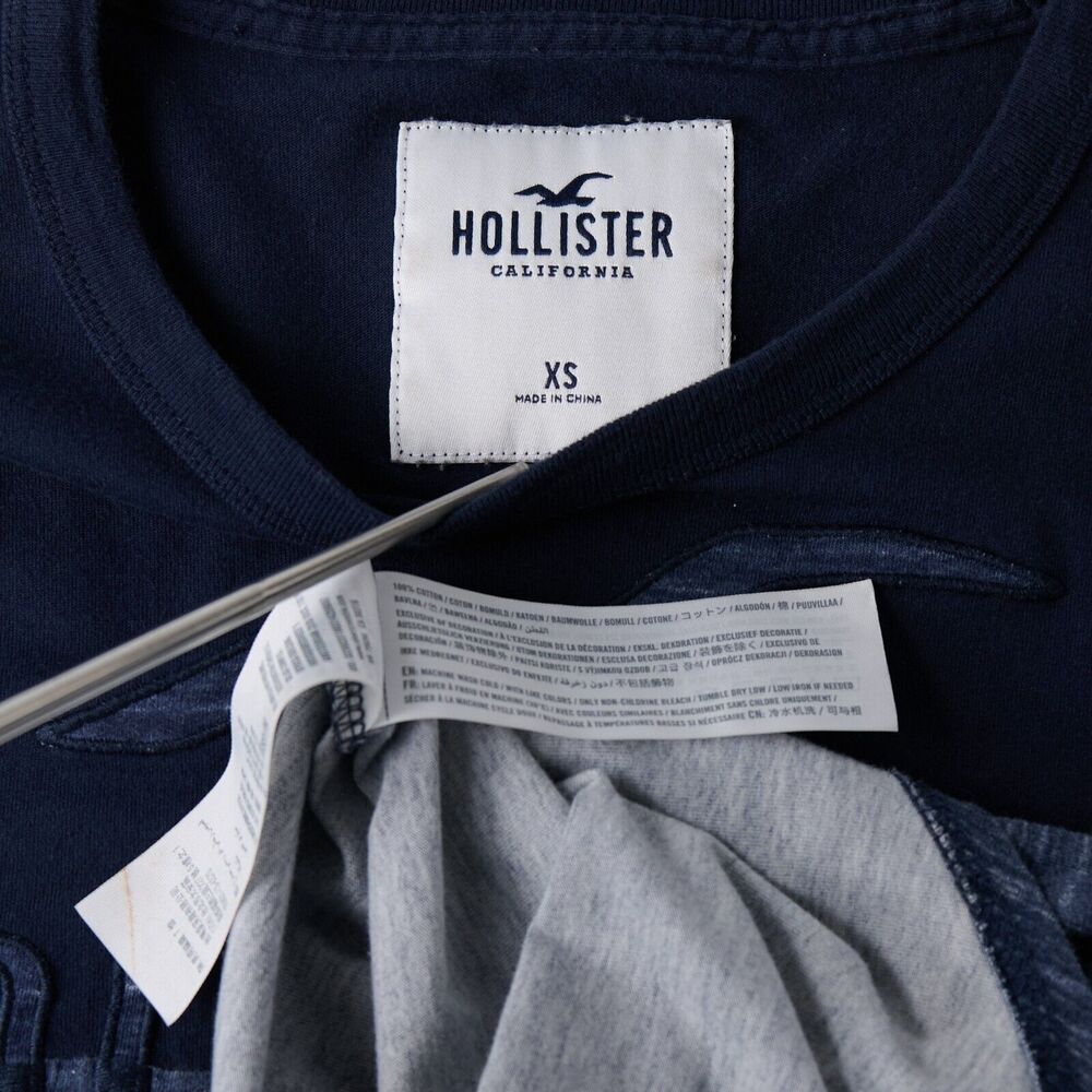 Hollister Men’s XS Long Sleeve Shirt Navy 100 Cottons 2010 Mall-Core Preppy Surf - Picture 8 of 9